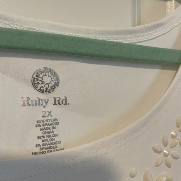 Ruby Rd. White Embellished Sleeveless Tank Top - Picture 3 of 4